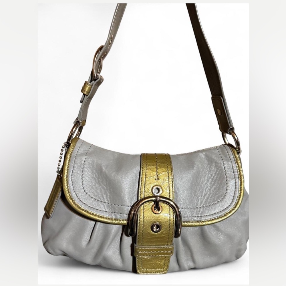 Coach Large Soho Y2K Metalic Gold and Gray Shoulder Purse